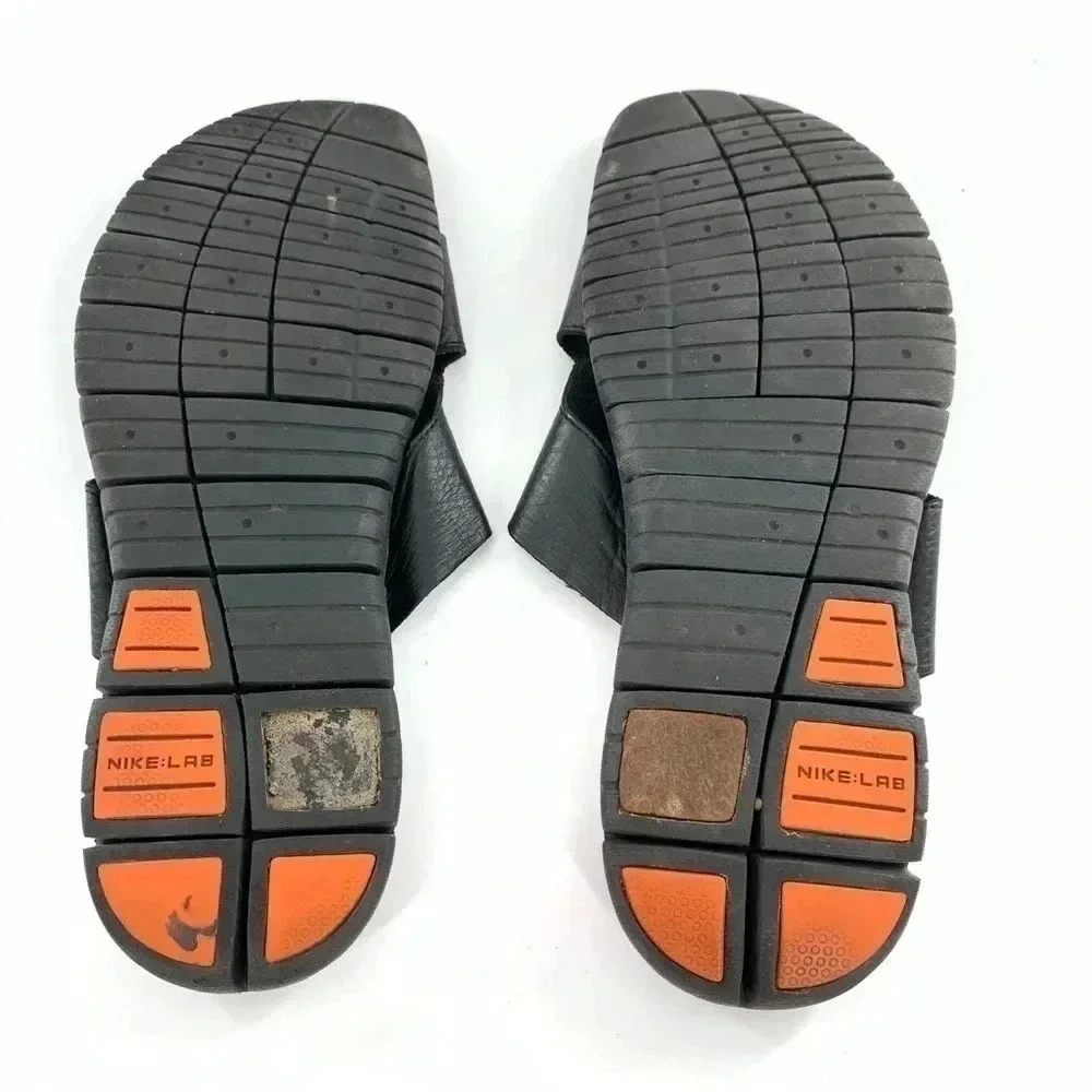 Cole haan mens sandals size 12 black leather Nike lab comfort slides